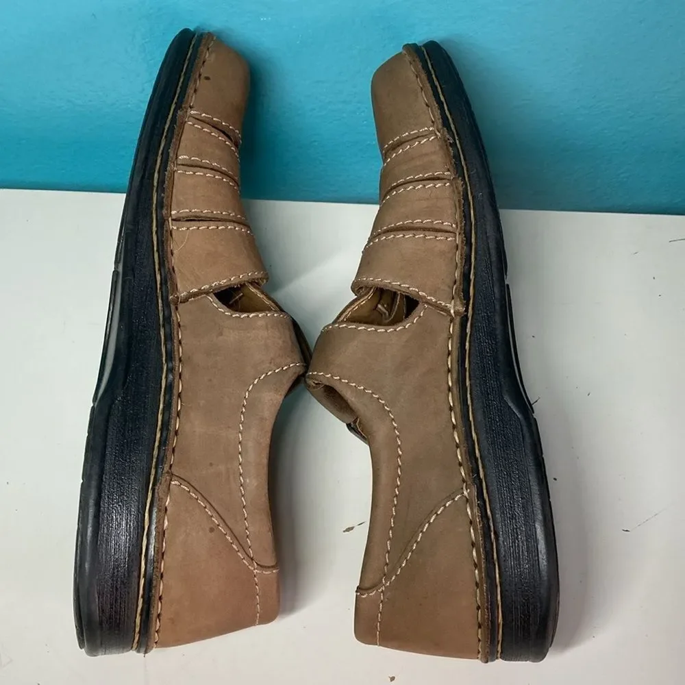 Birkenstock Footprints Classic Fisherman Sandal 41 Men 8 Women 10 Brown Leather